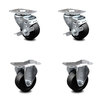 Service Caster 3 Inch Soft Rubber Wheel Swivel Top Plate Caster Set with 2 Brake 2 Rigid SCC SCC-20S314-SRS-TLB-TP2-2-R-2